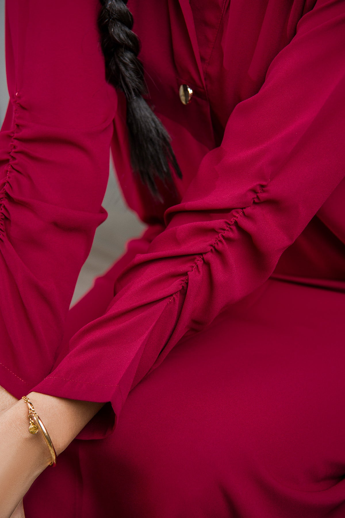 Bold Maroon Solid Dress