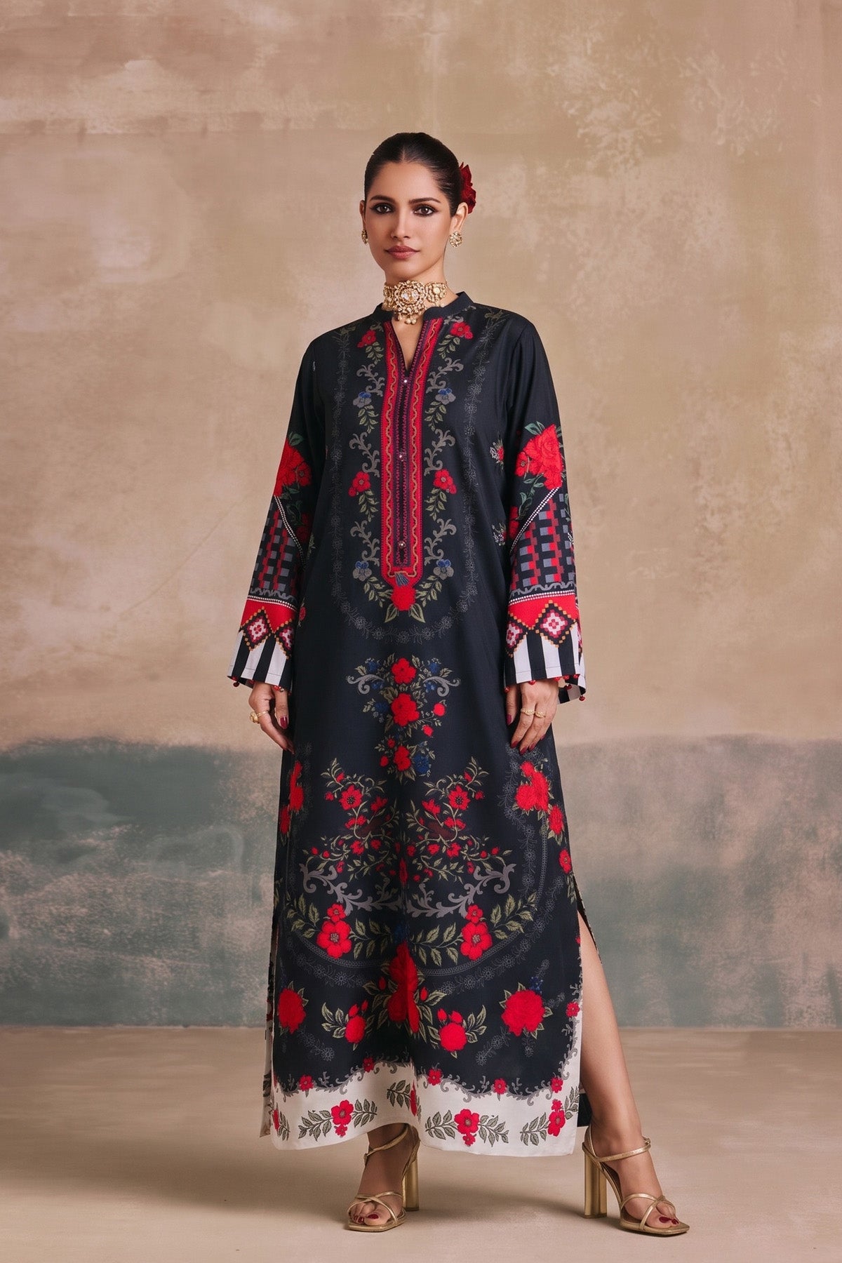 Printed Khaddar Kaftan