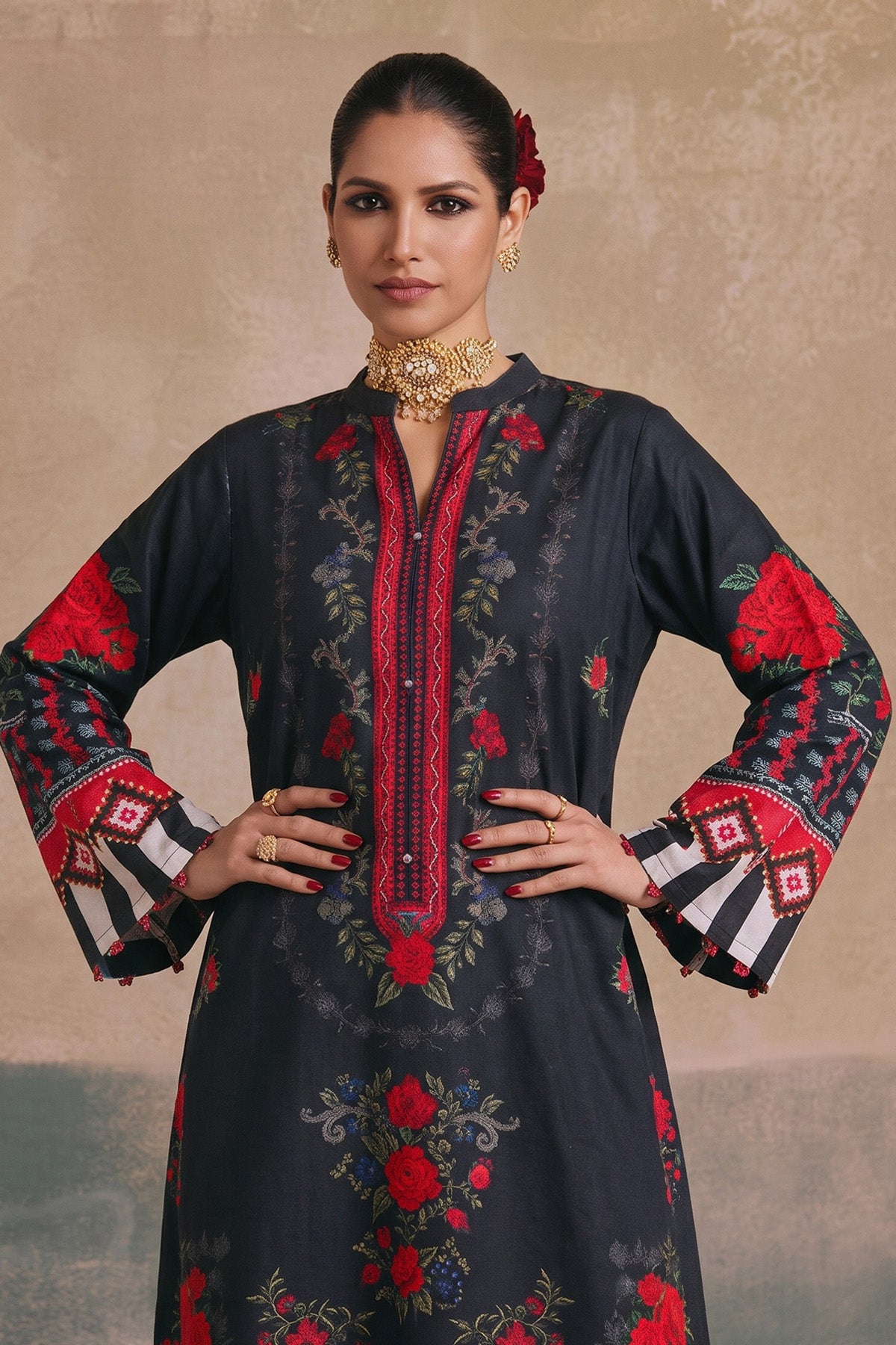 Printed Khaddar Kaftan
