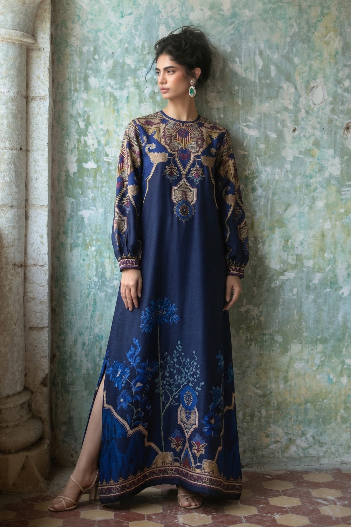Printed Khaddar Kaftan