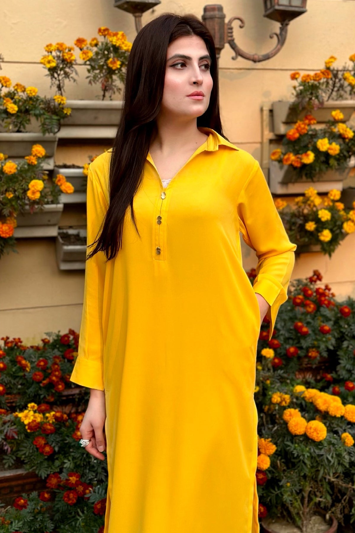 Yellow Mustard Collar Dress