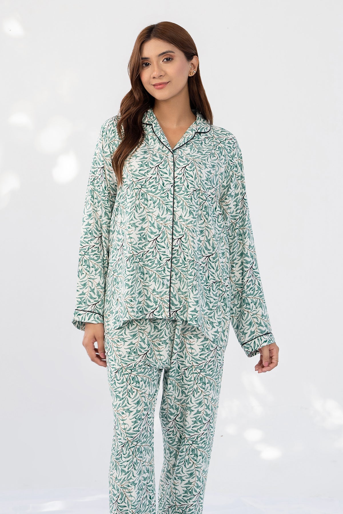 Printed Silk Night Suit