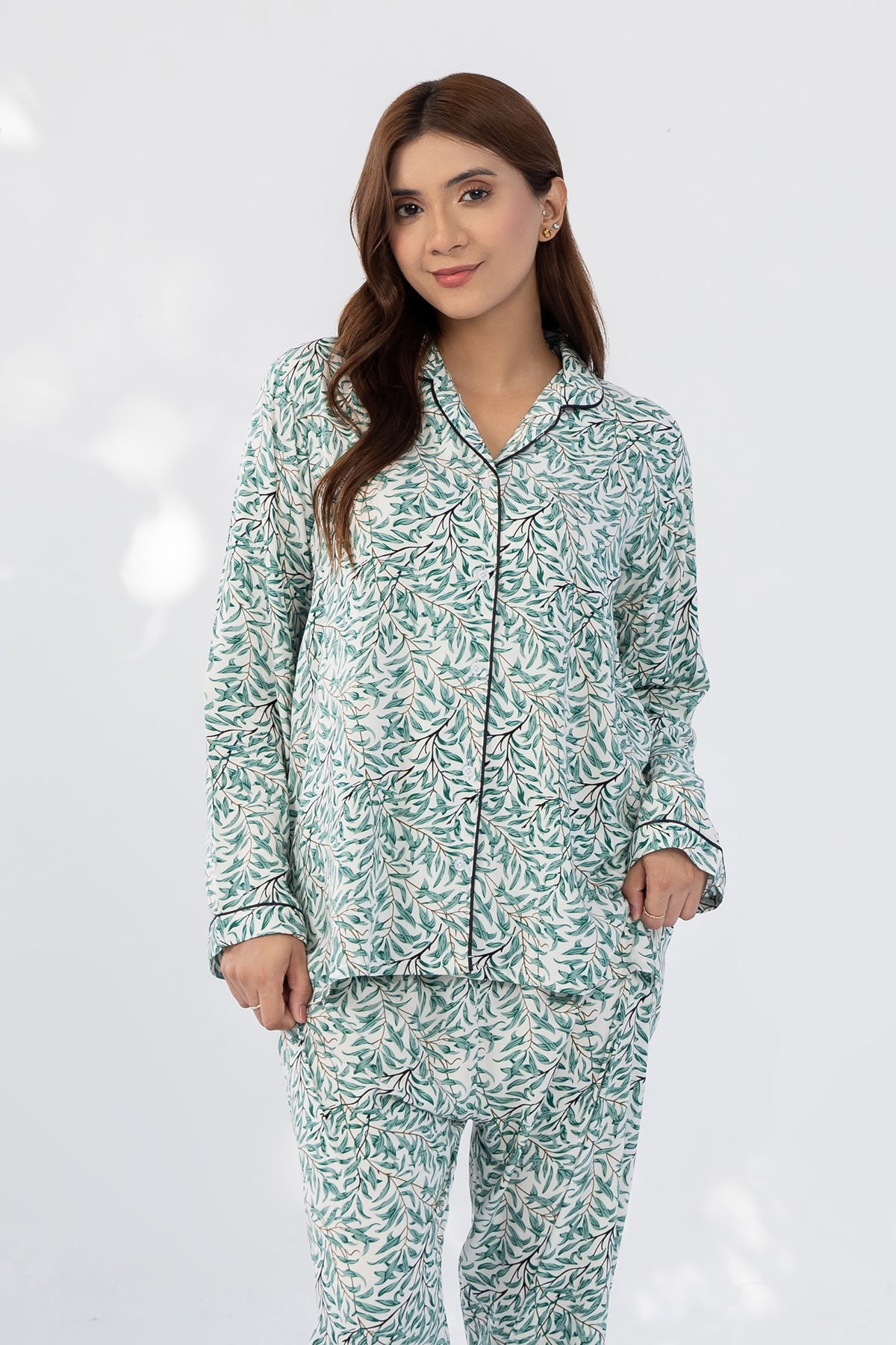 Printed Silk Night Suit