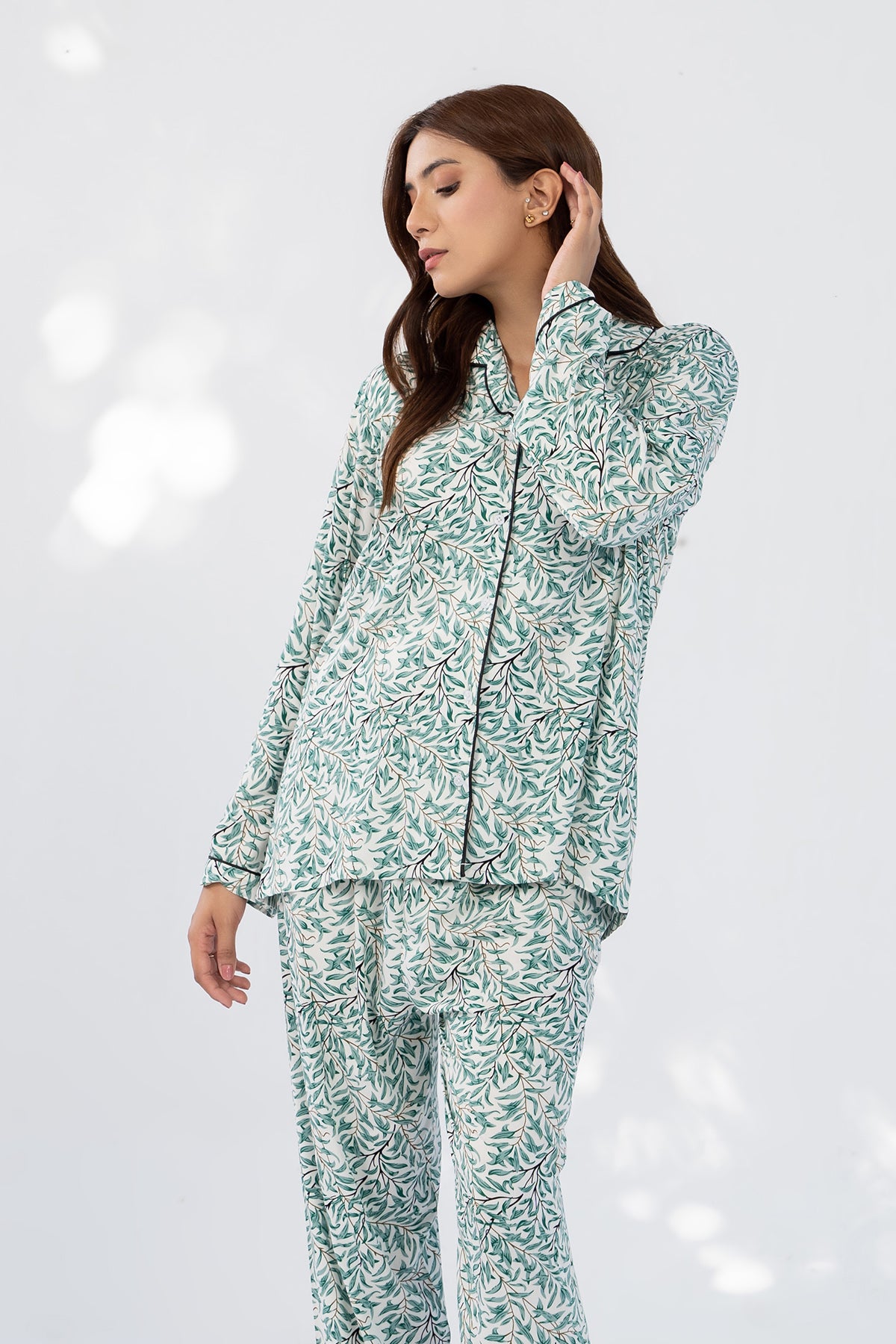 Printed Silk Night Suit