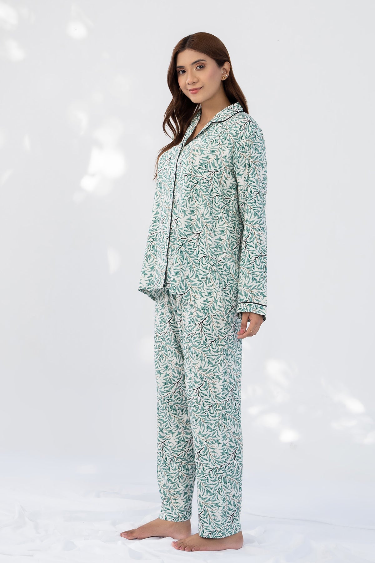 Printed Silk Night Suit