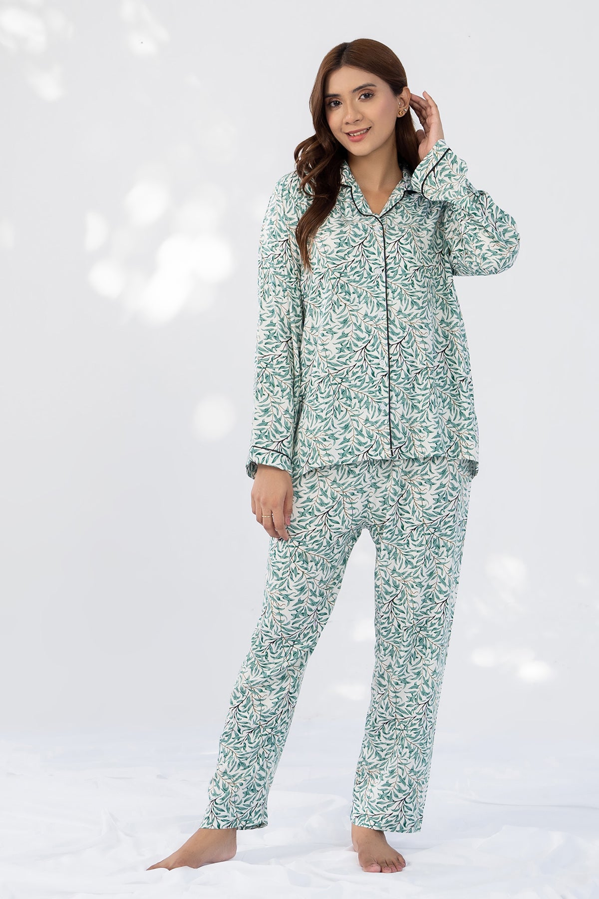 Printed Silk Night Suit