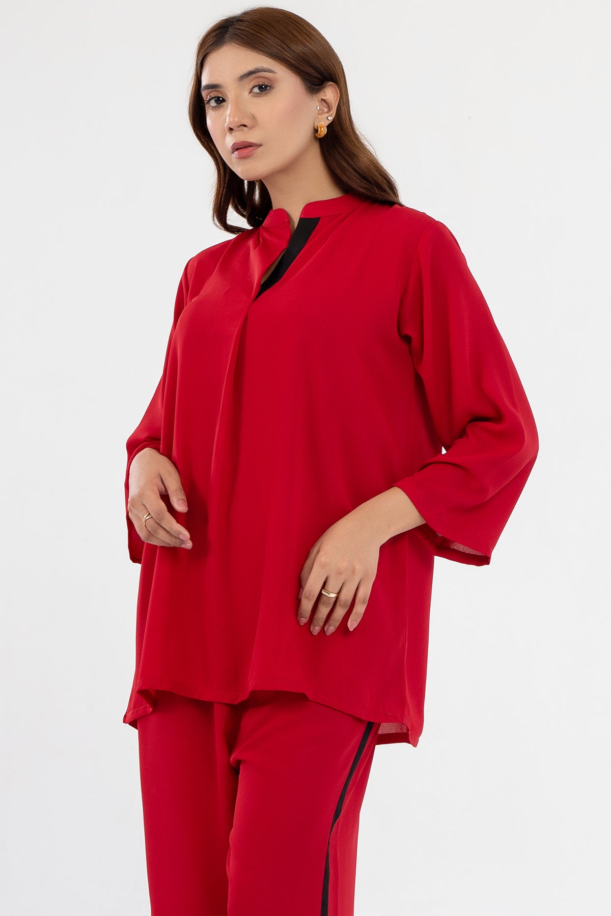 Red Crepe Co-ord Set