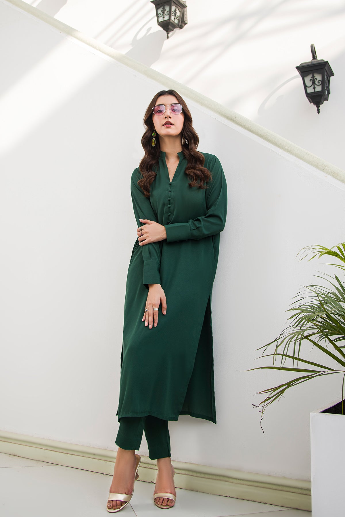 Lush Green V-Neck Dress