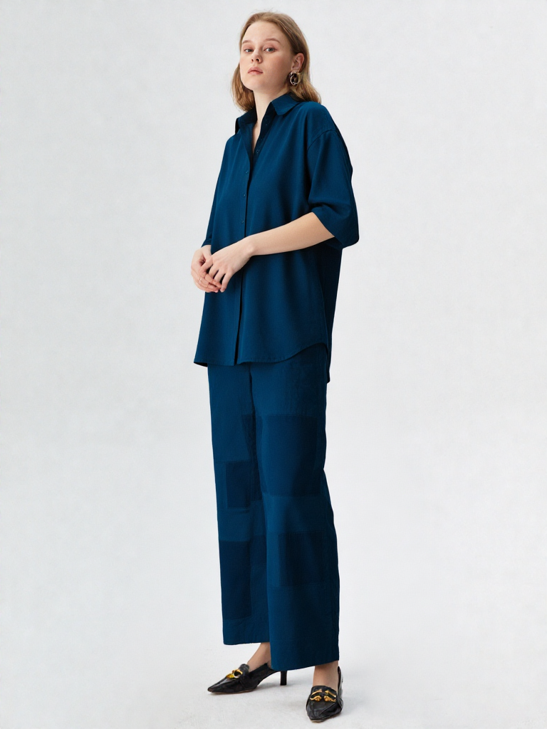 Teal Blue Crepe Co-ord Set