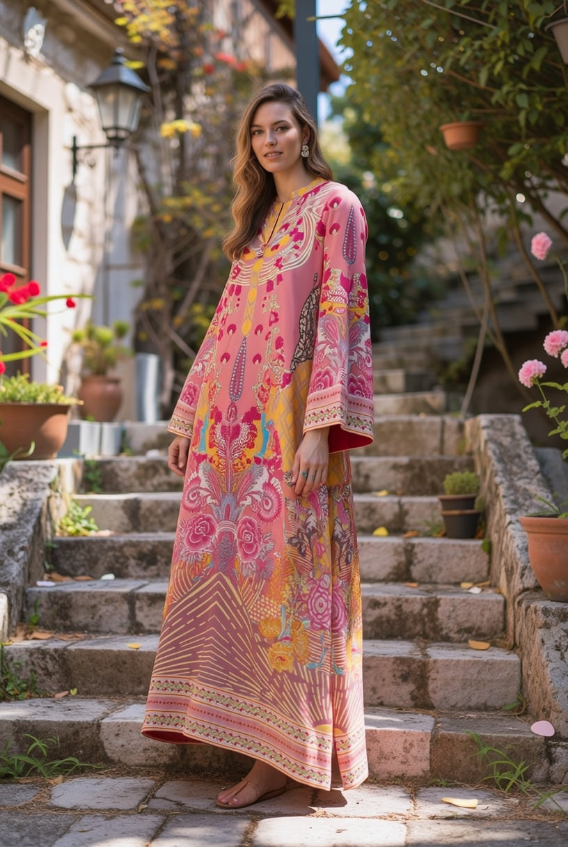 Printed Kaftan Dress