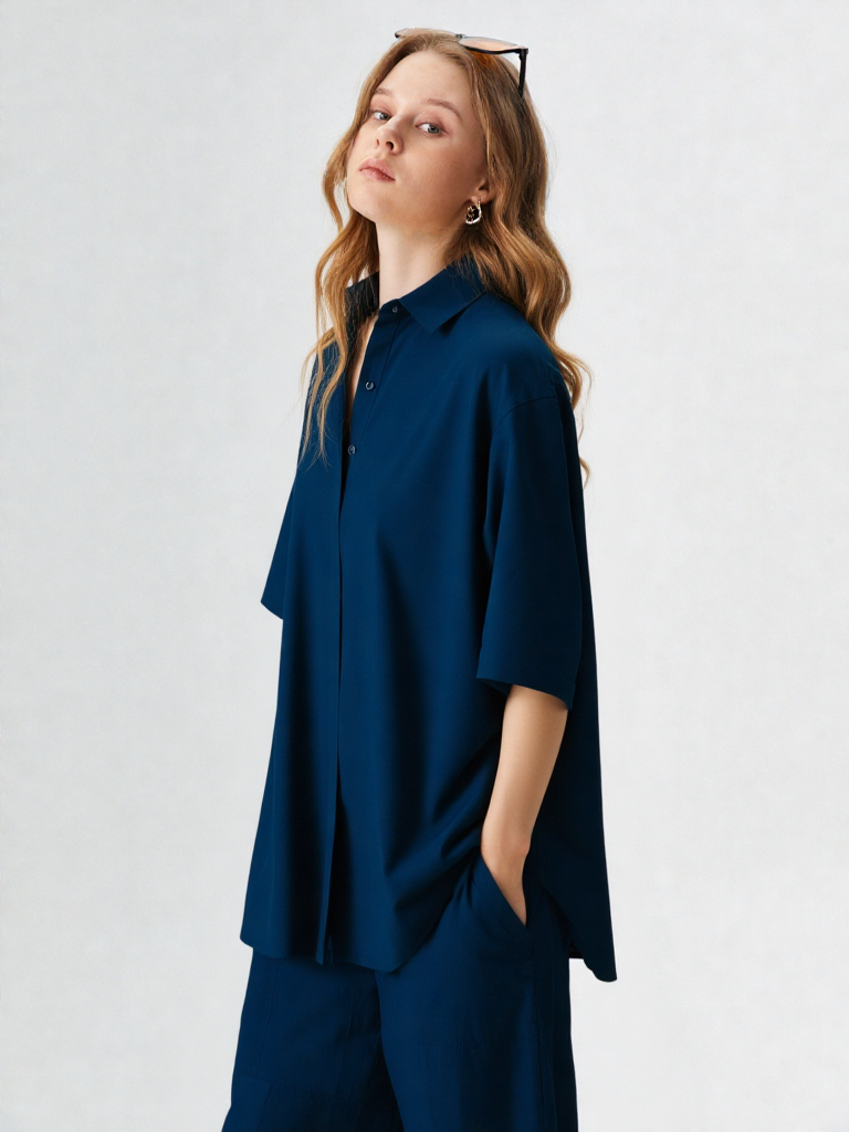 Teal Blue Crepe Co-ord Set