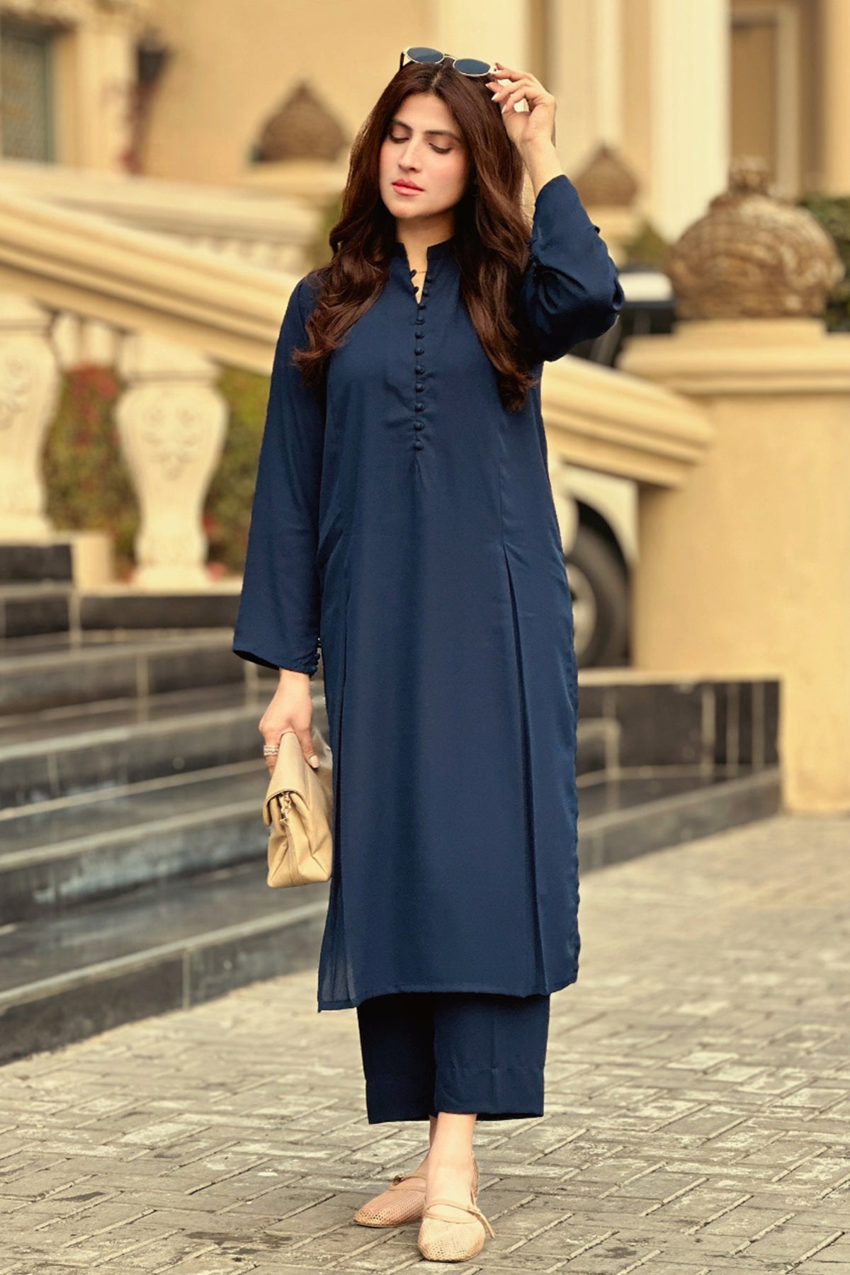 Midnight Blue Solid Dress Be Yourself Midnight Blue Solid Dress Be Yourself
