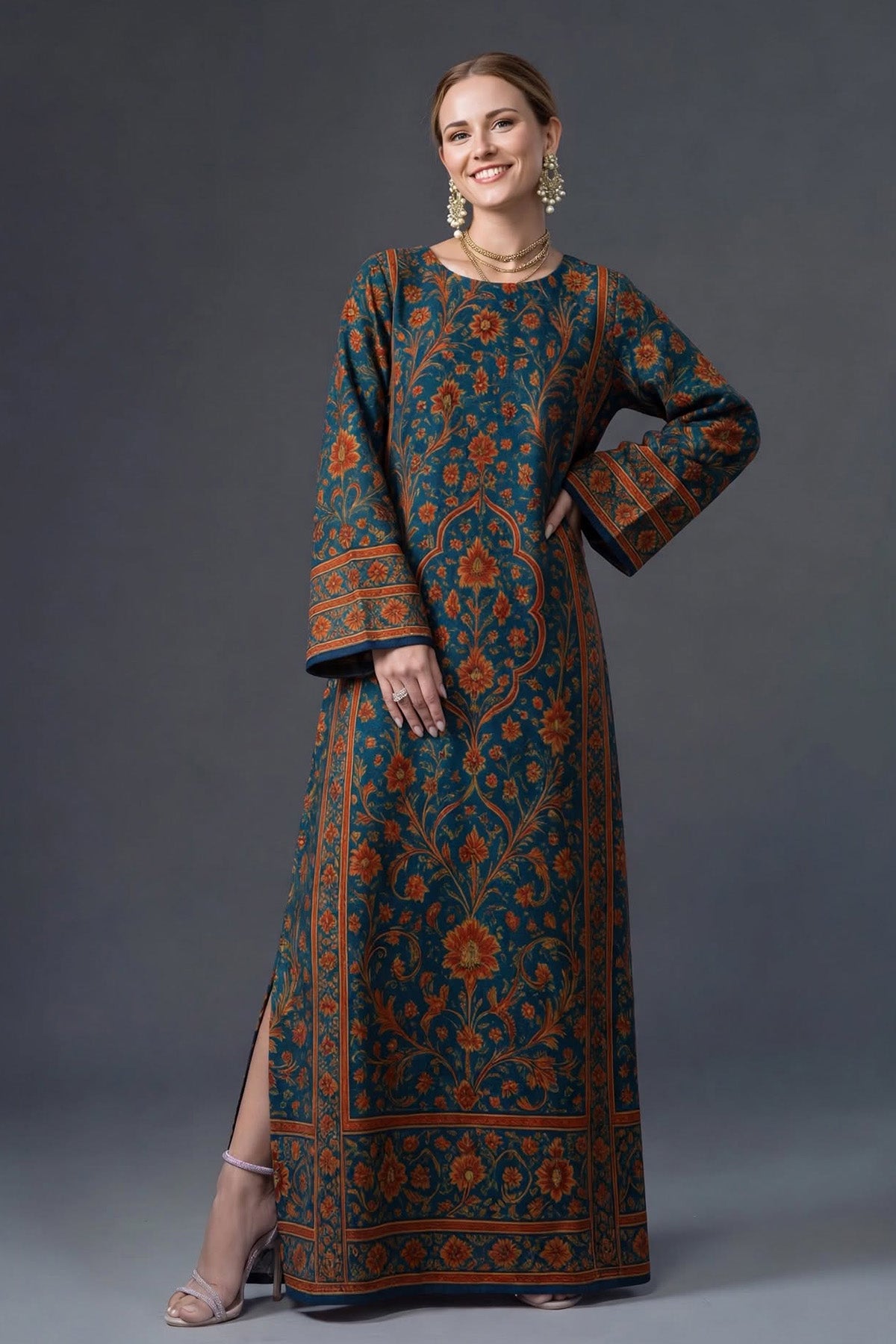 Printed Wool Kaftan