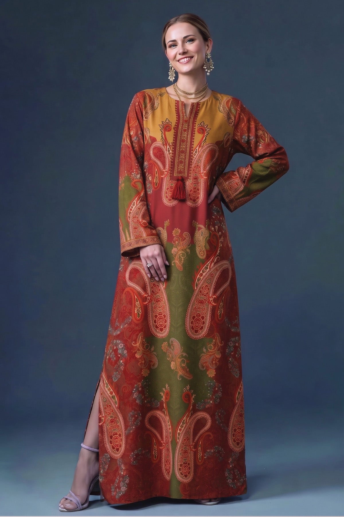 Printed Wool Kaftan