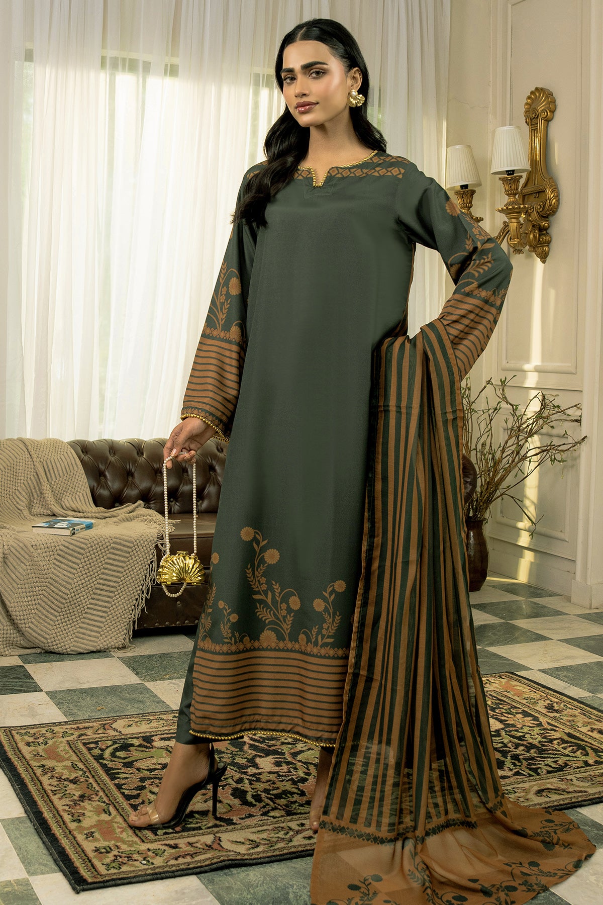 3 Piece Khaddar Suit-Printed