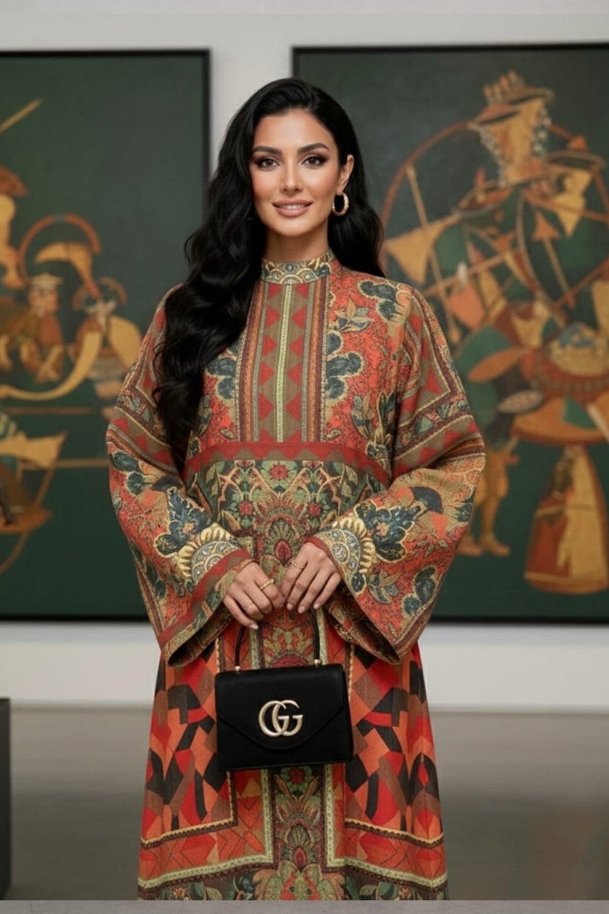 Printed Kaftan Dress