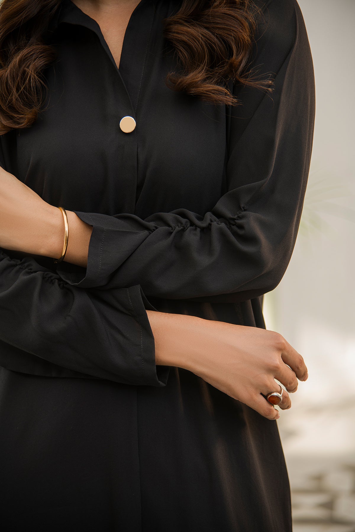 Bold Black Solid Dress