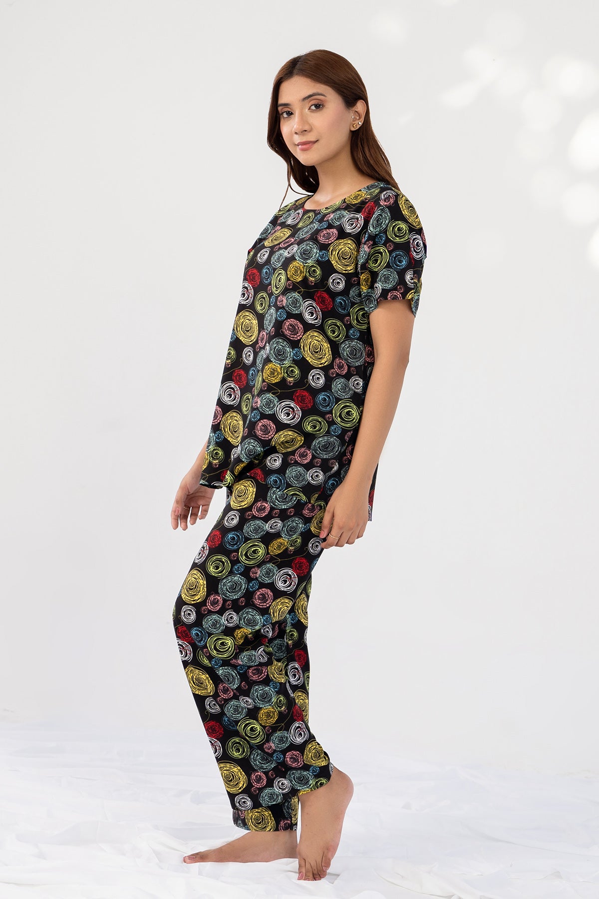 Printed Silk Night Suit