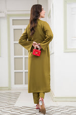 Olive Green Crepe Dress