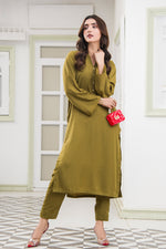 Olive Green Crepe Dress