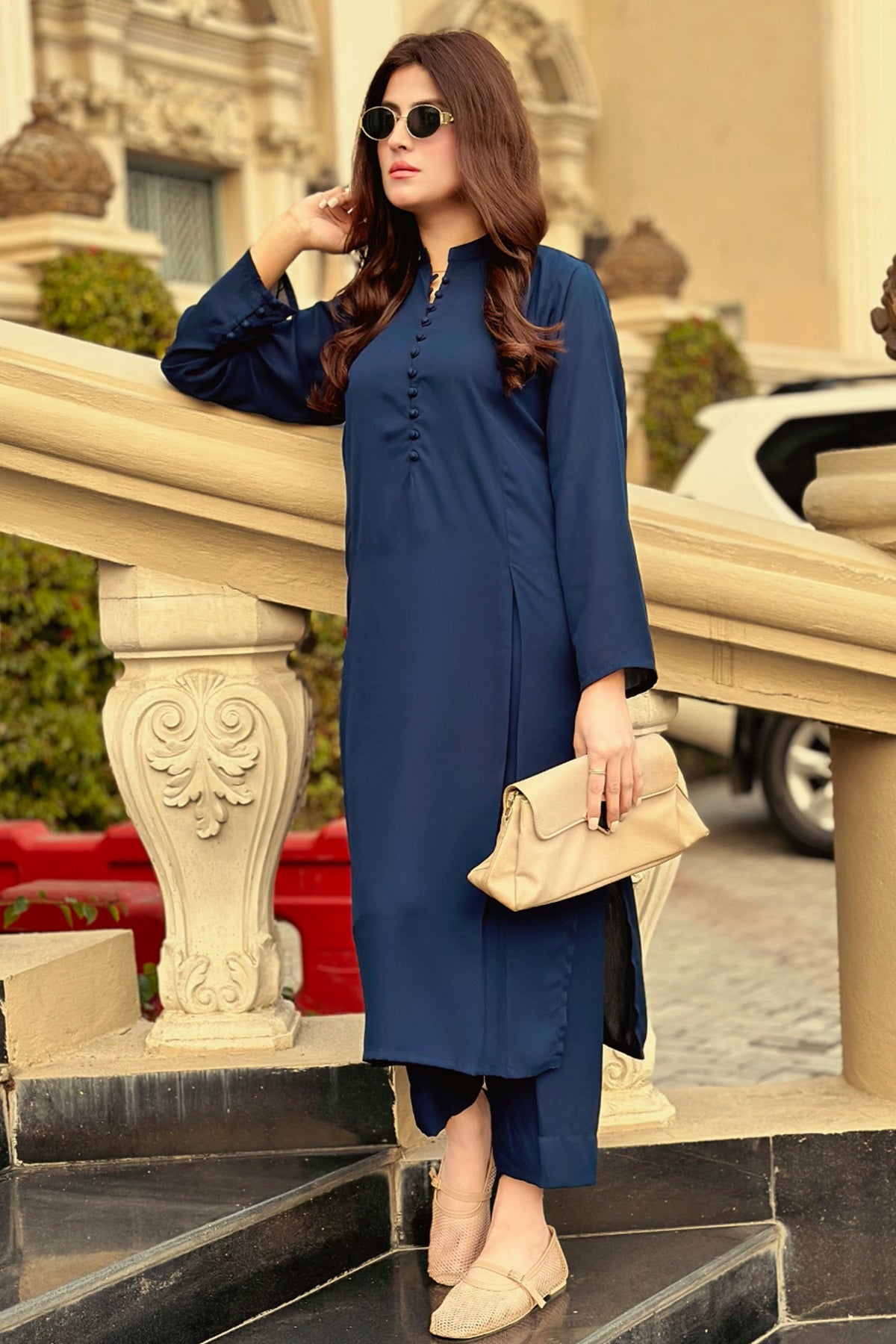 Midnight Blue Solid Dress - Main Image