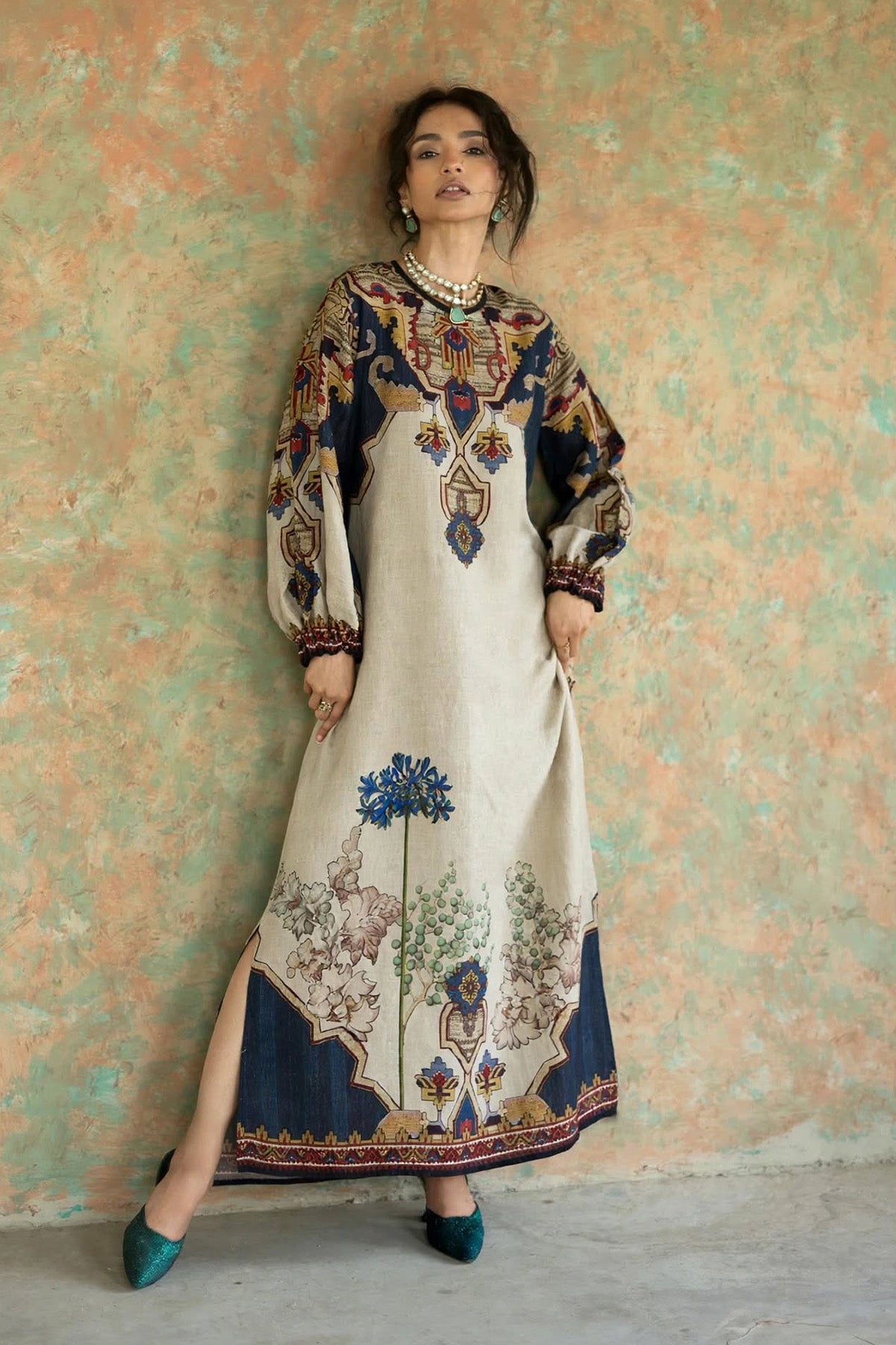 Printed Kaftan Dress