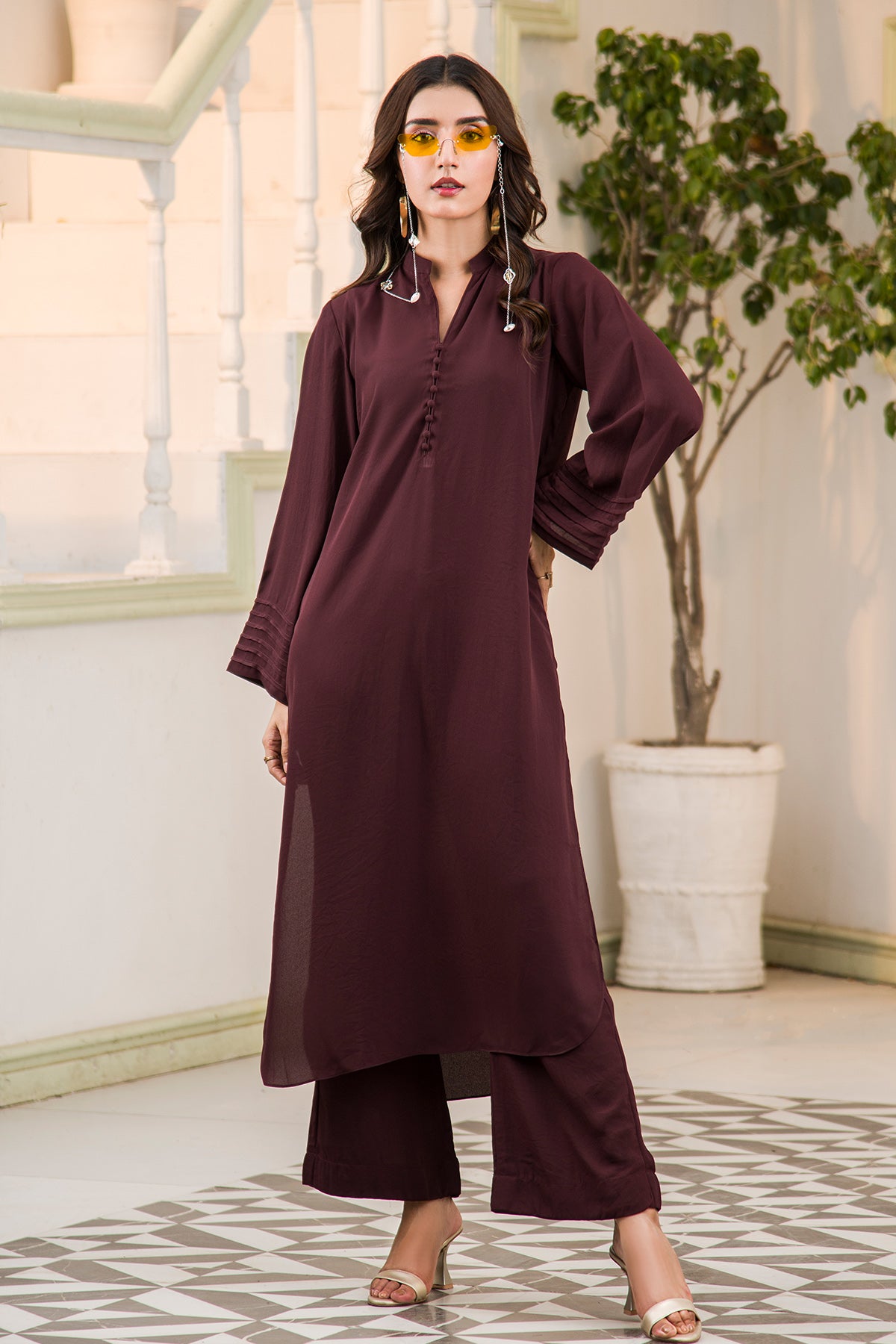 Dark Brown V-Neck Dress Be Yourself Dark Brown V-Neck Dress Be Yourself