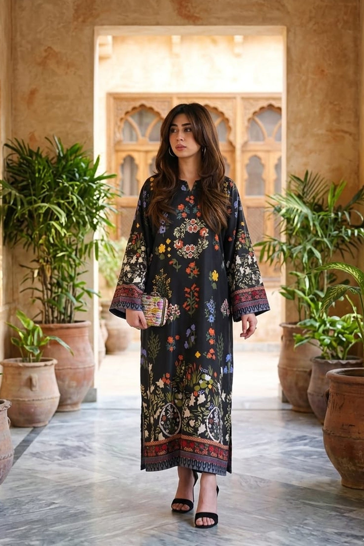 Printed Kaftan Dress