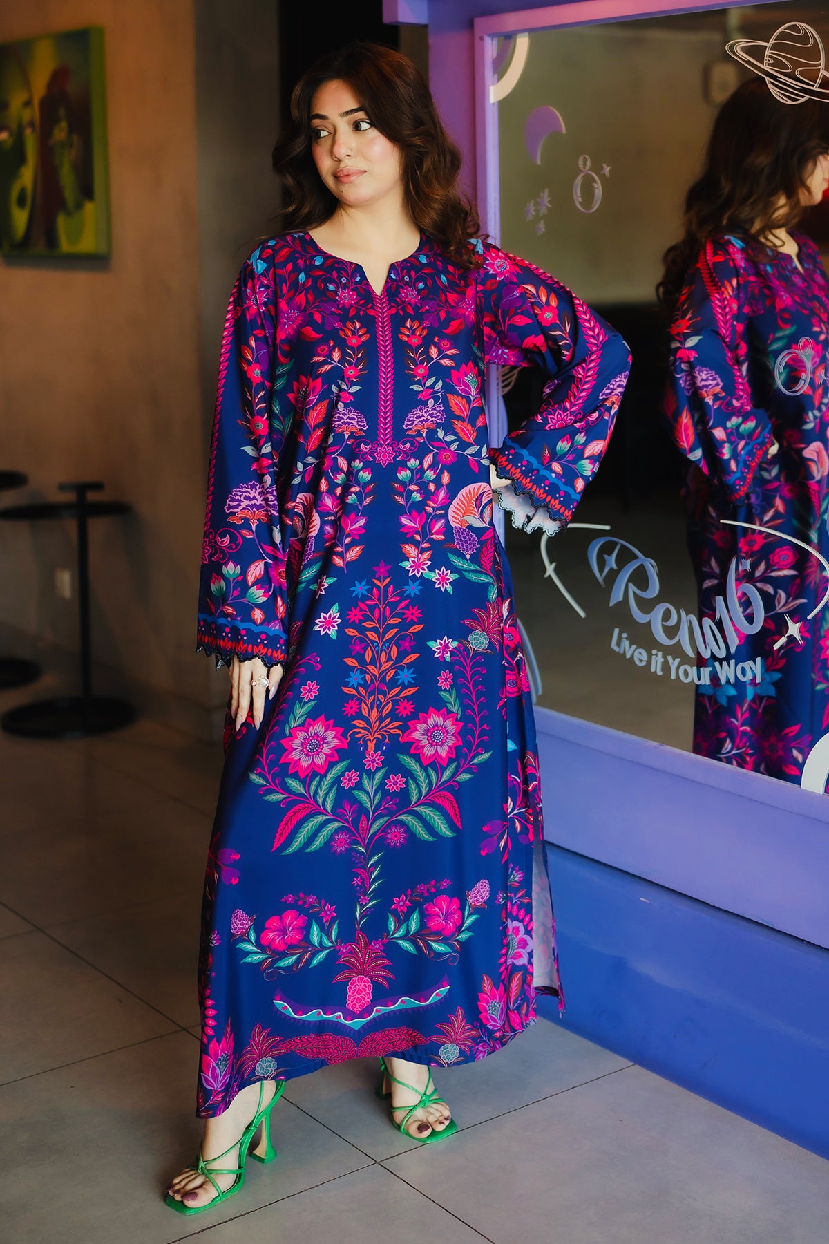 Printed Kaftan Dress