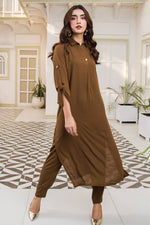 Polished Brown Collar Dress