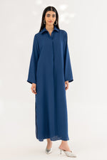 Navy Collar Long Dress