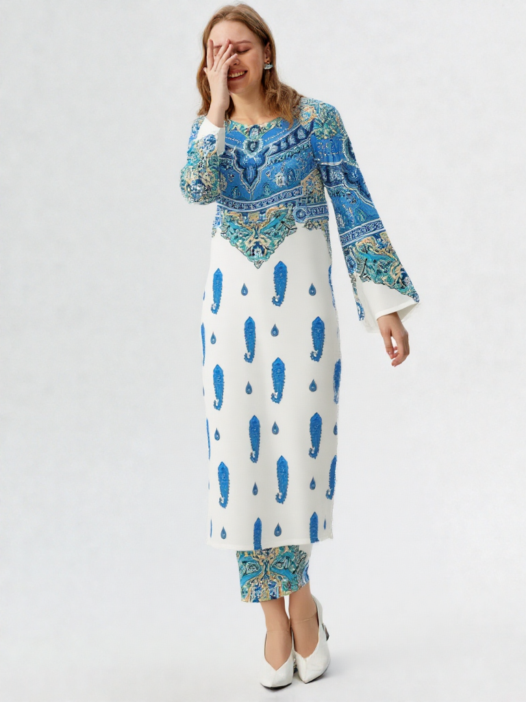 Printed Crepe Dress