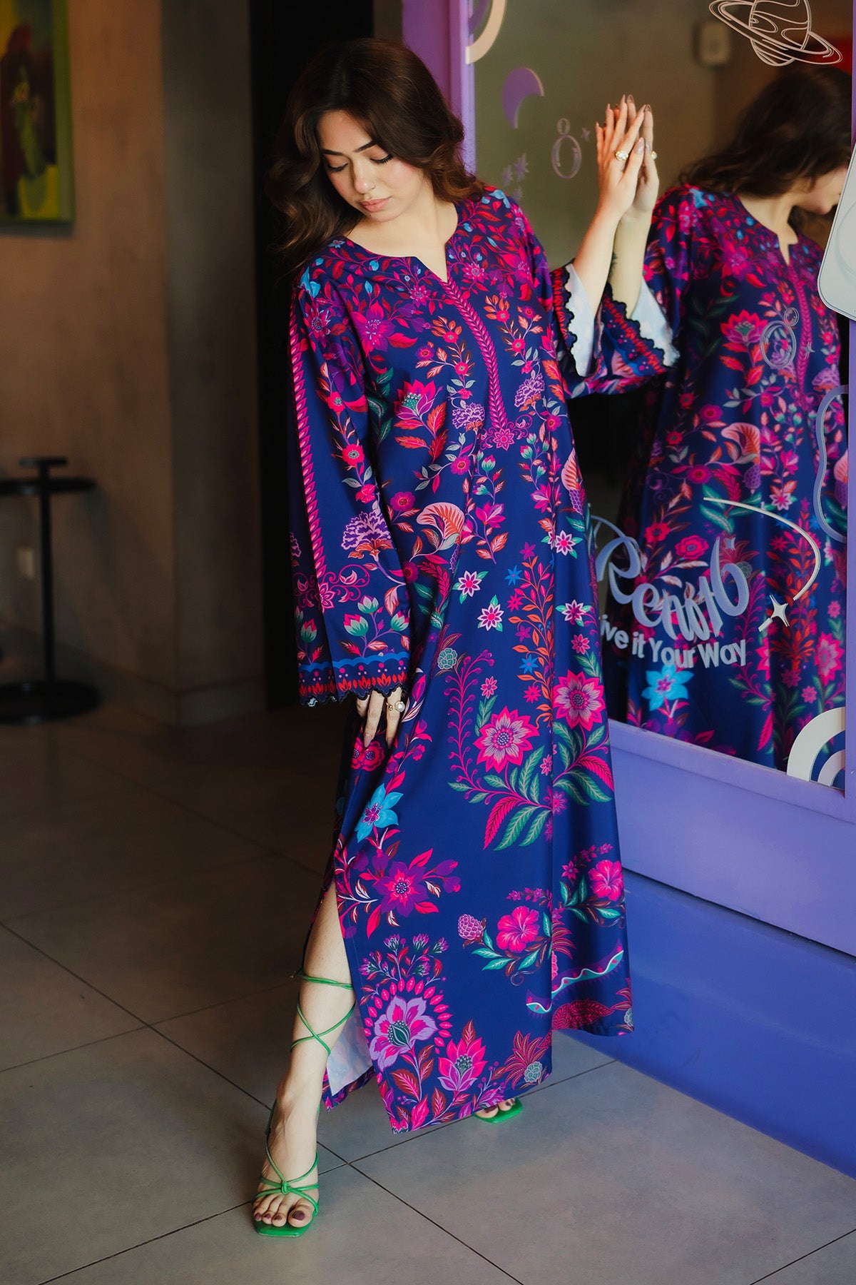 Printed Kaftan Dress