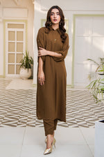 Polished Brown Collar Dress