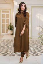 Polished Brown Collar Dress