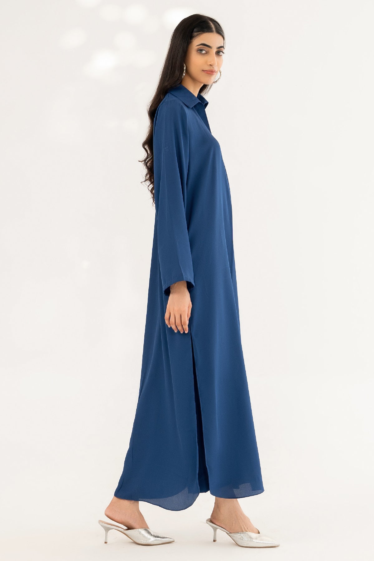 Navy Collar Long Dress