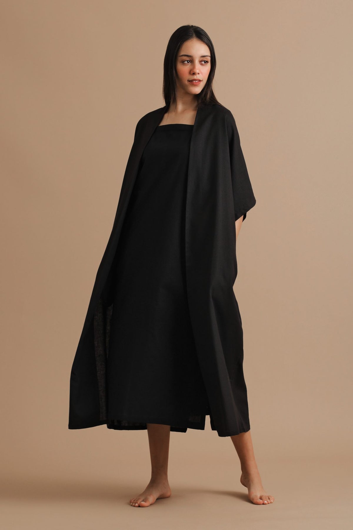 Black Crepe Shrug Dress