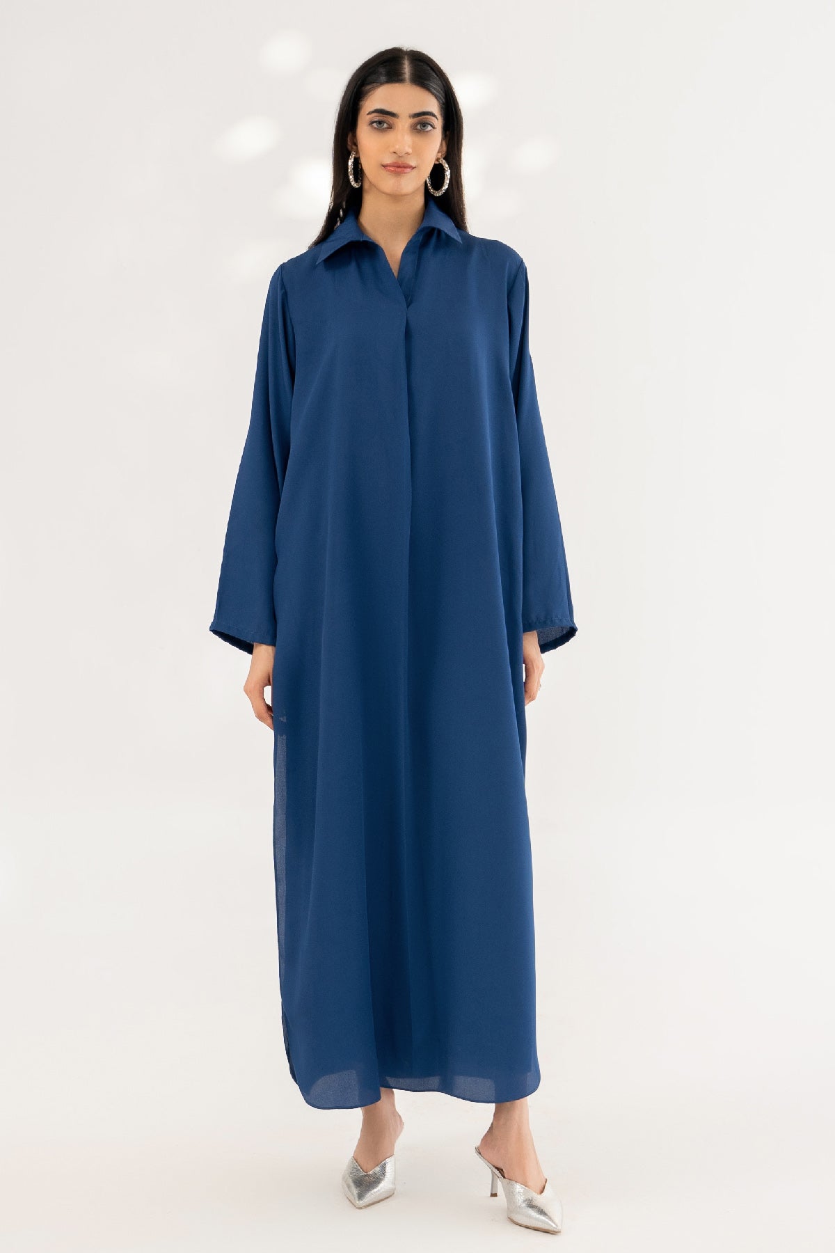 Navy Collar Long Dress