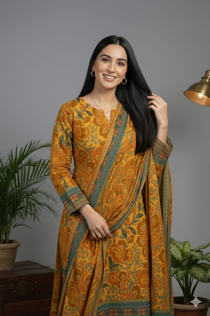 3 Piece Khaddar Suit-Printed