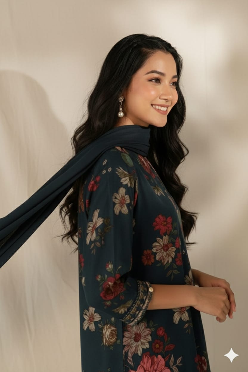 3 Piece Khaddar Suit-Printed