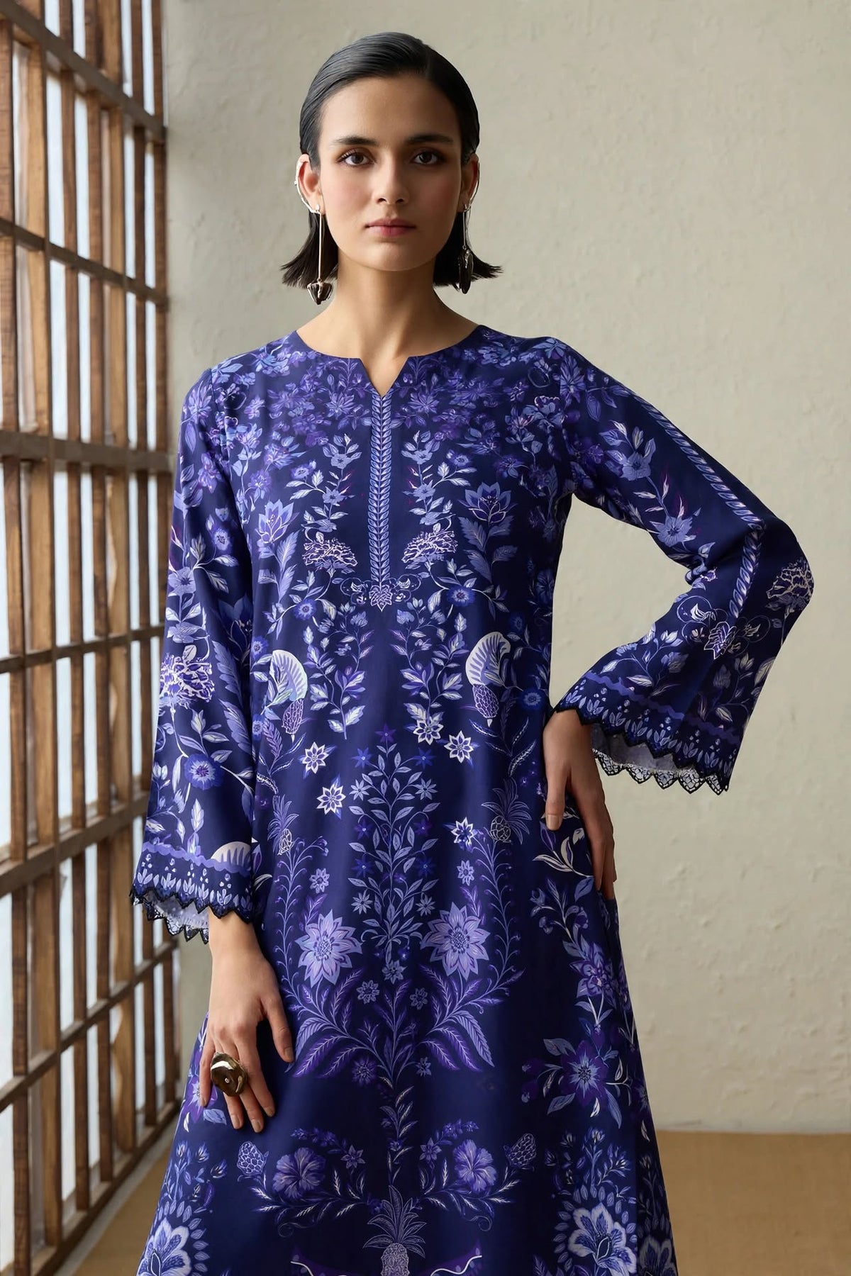 Printed Khaddar Dress