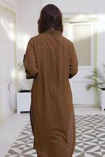 Polished Brown Collar Dress