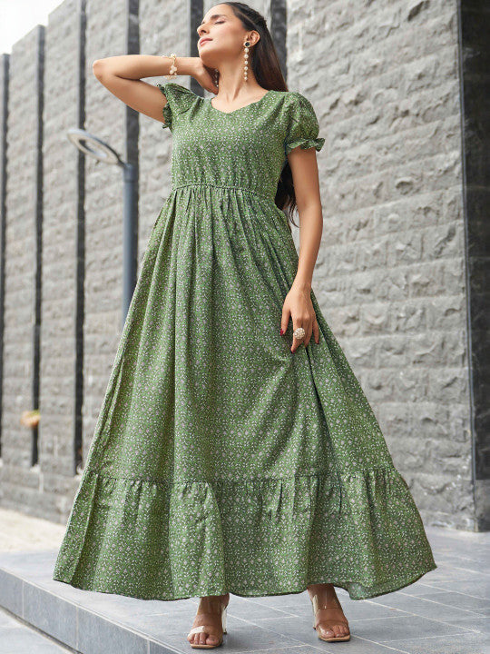 Printed Cotton Silk Maxi